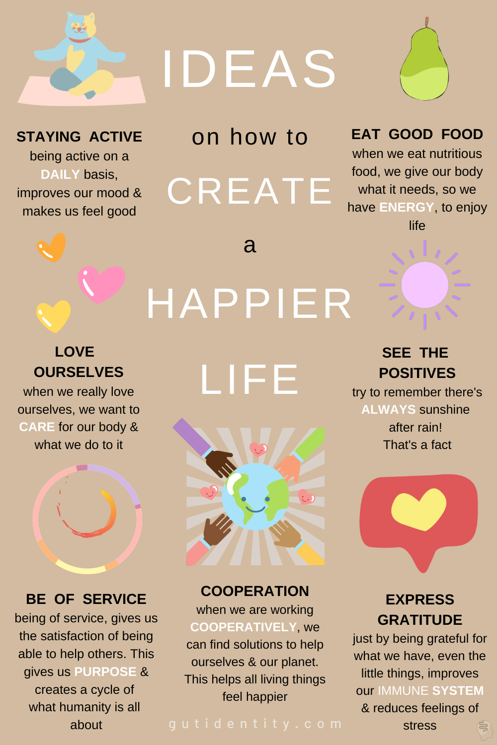Ideas on How to Create a Happy Life by Gutidentity Emma Baikley