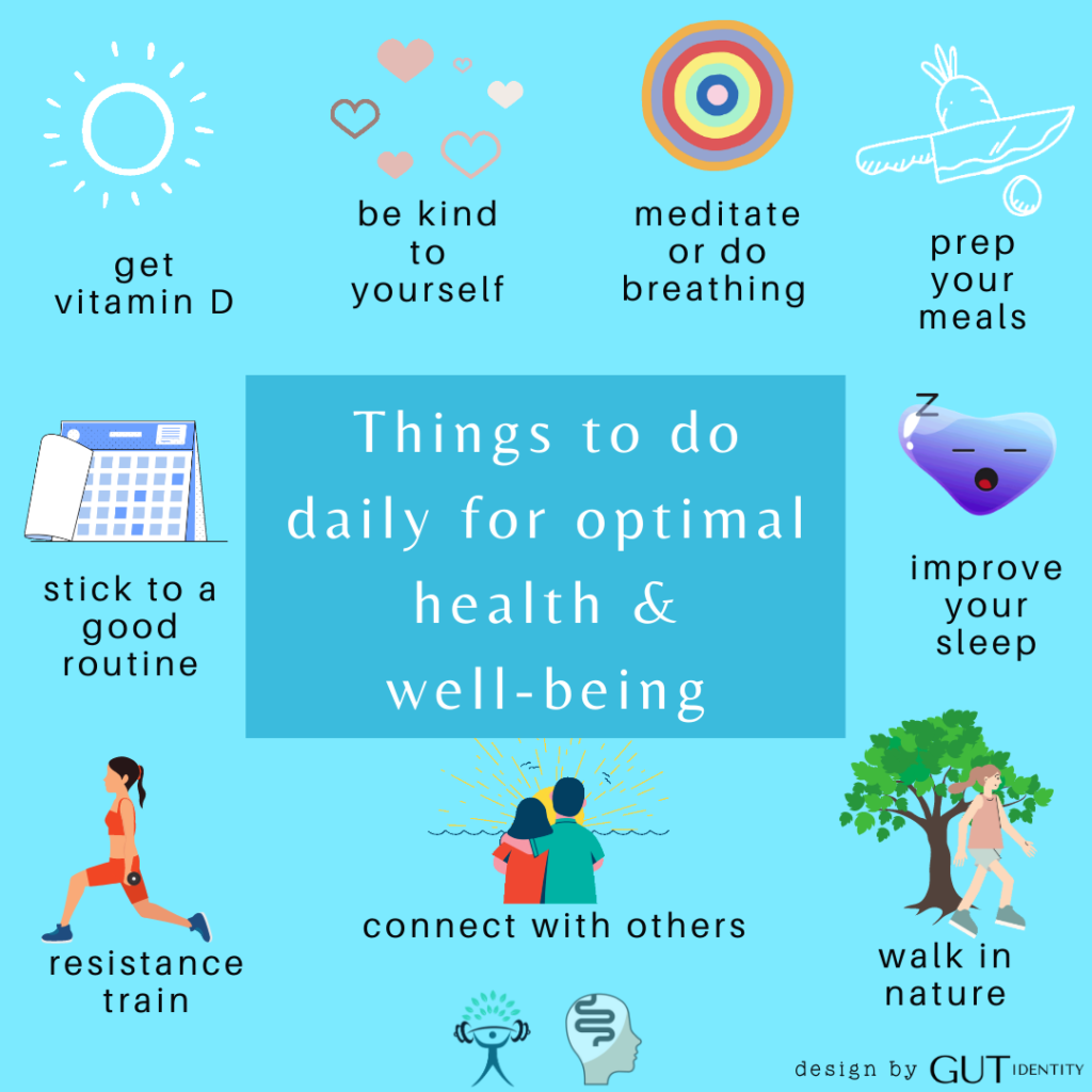 Daily Routine Habits for Optimal Health and Well-Being- Design by Gutidentity and Wellness Fit Evolution -Emma Beynon