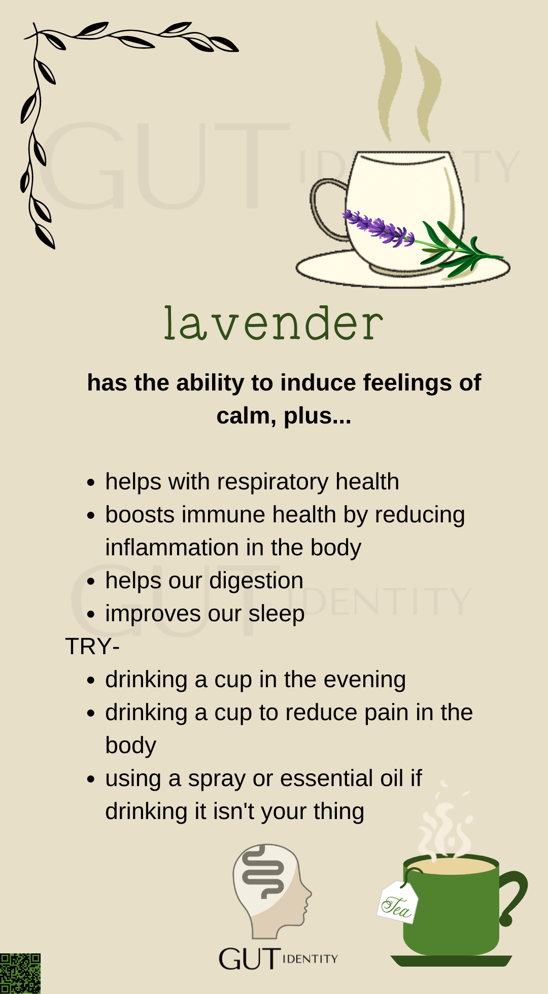 Lavender tea to induce feelings of calm by Gutidentity