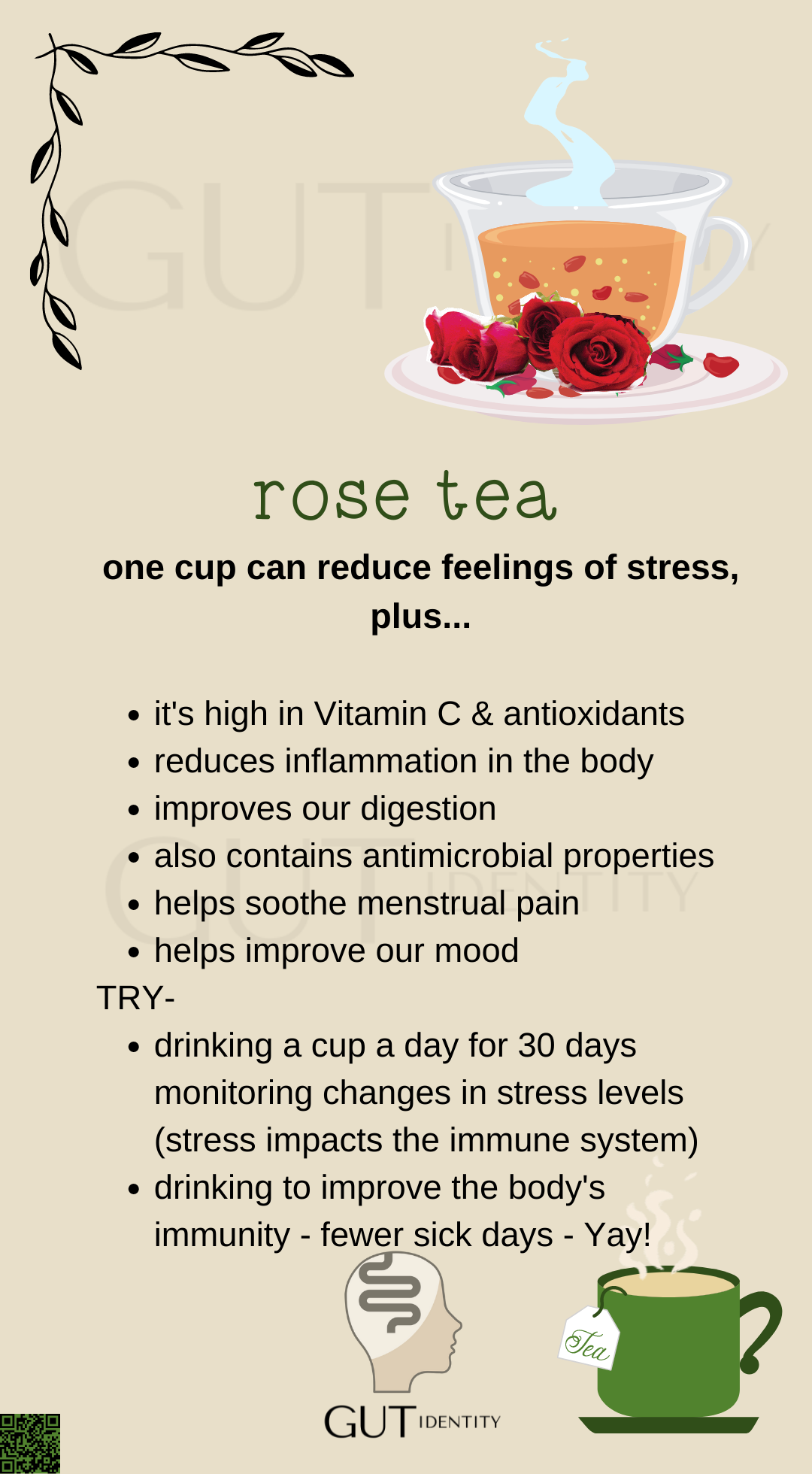 Rose tea to reduce feelings of stress by Gutidentity