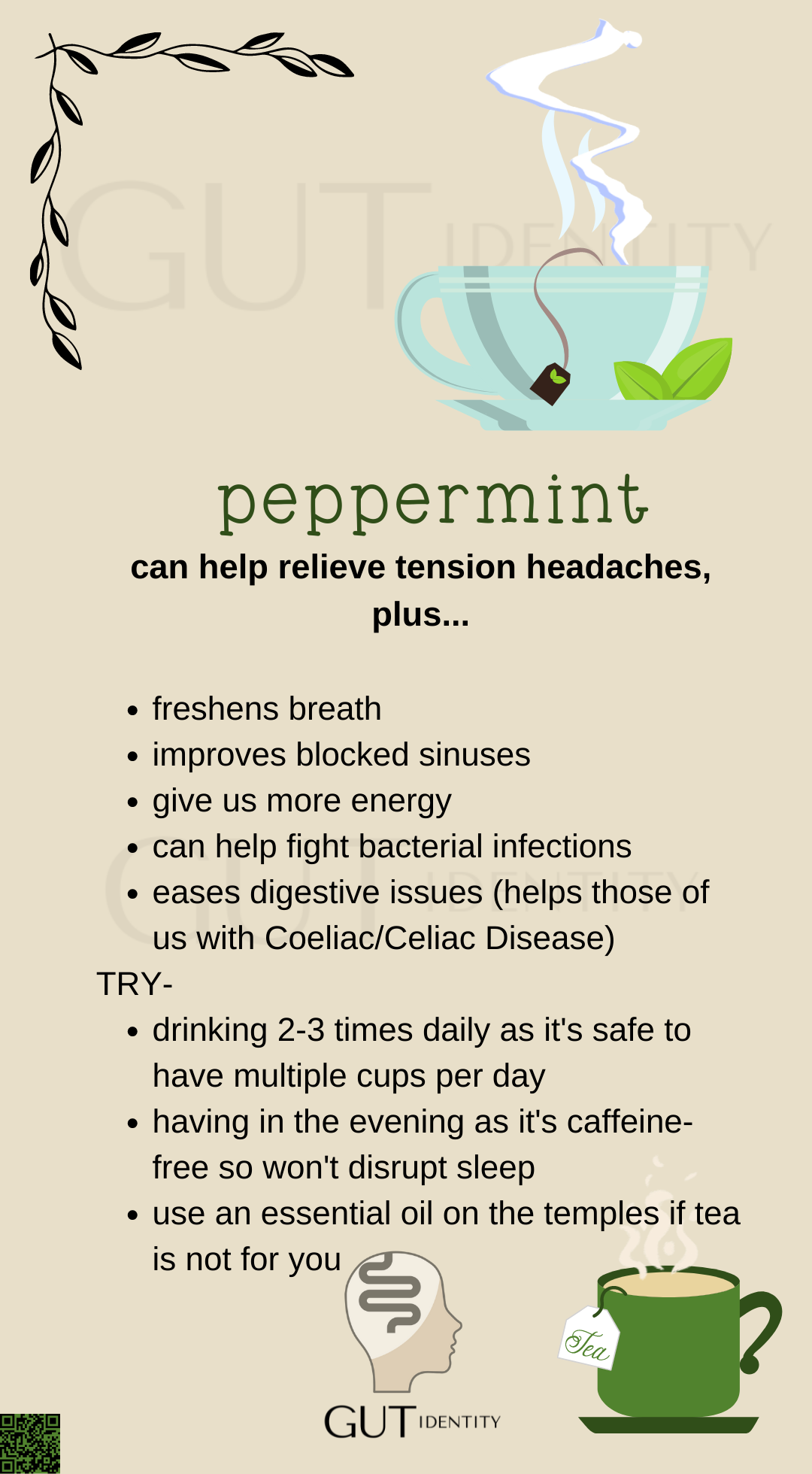 Peppermint tea to help relieve tension headaches by Gutidentity