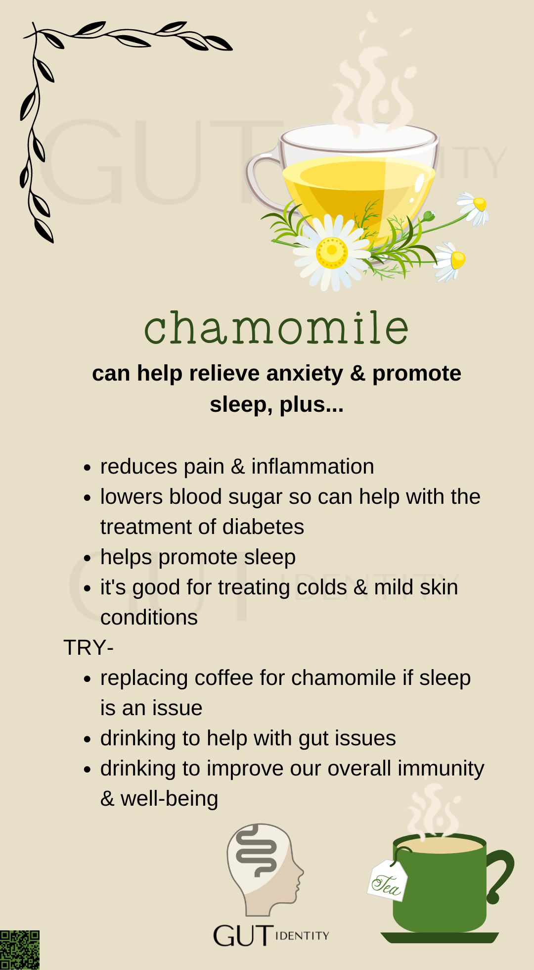 Chamomile tea to relieve anxiety, reduce pain, and promote sleep by Gutidentity