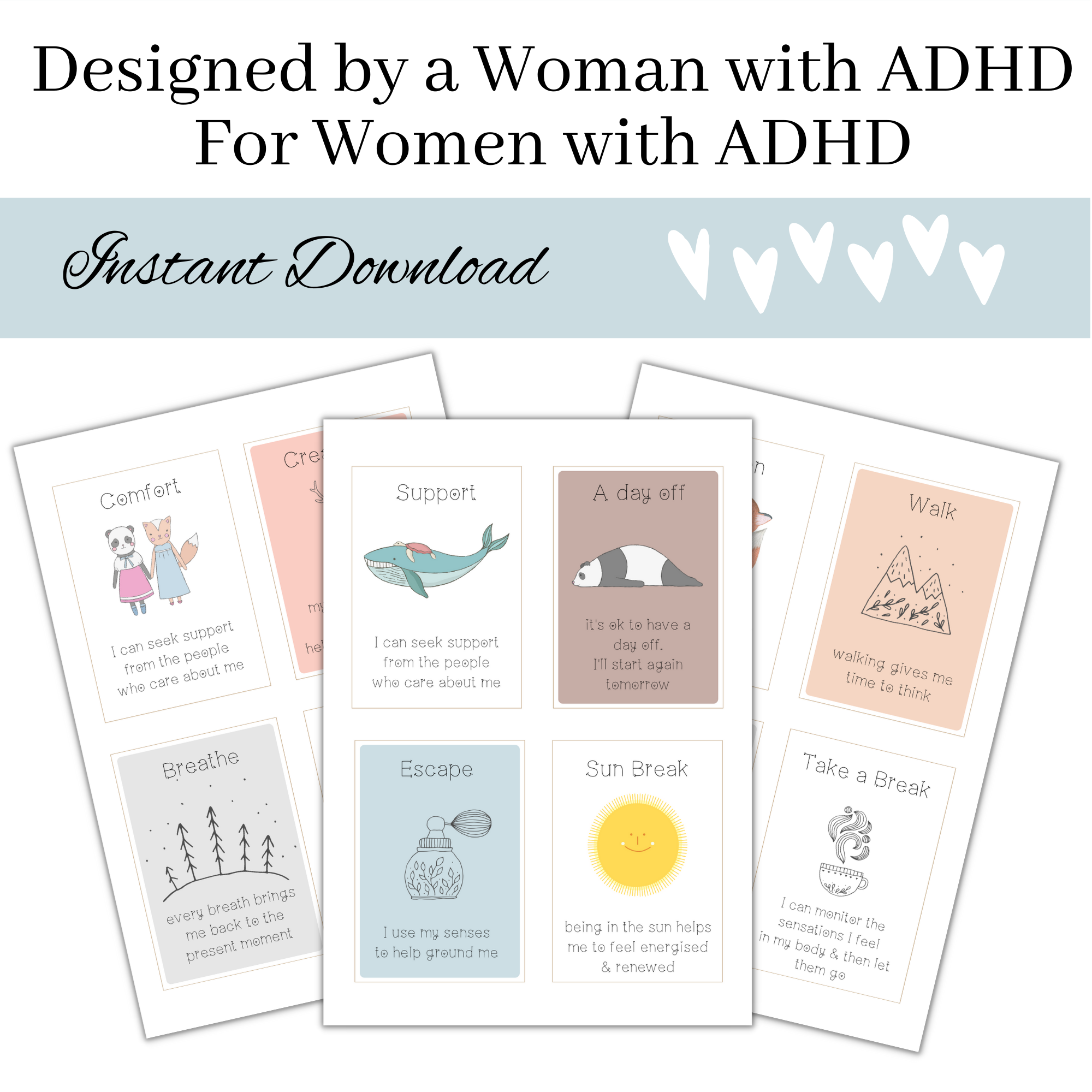 Self-regulation Affirmation Strategy Cards for Women with ADHD by Gutidentity-LearningSkills4Life