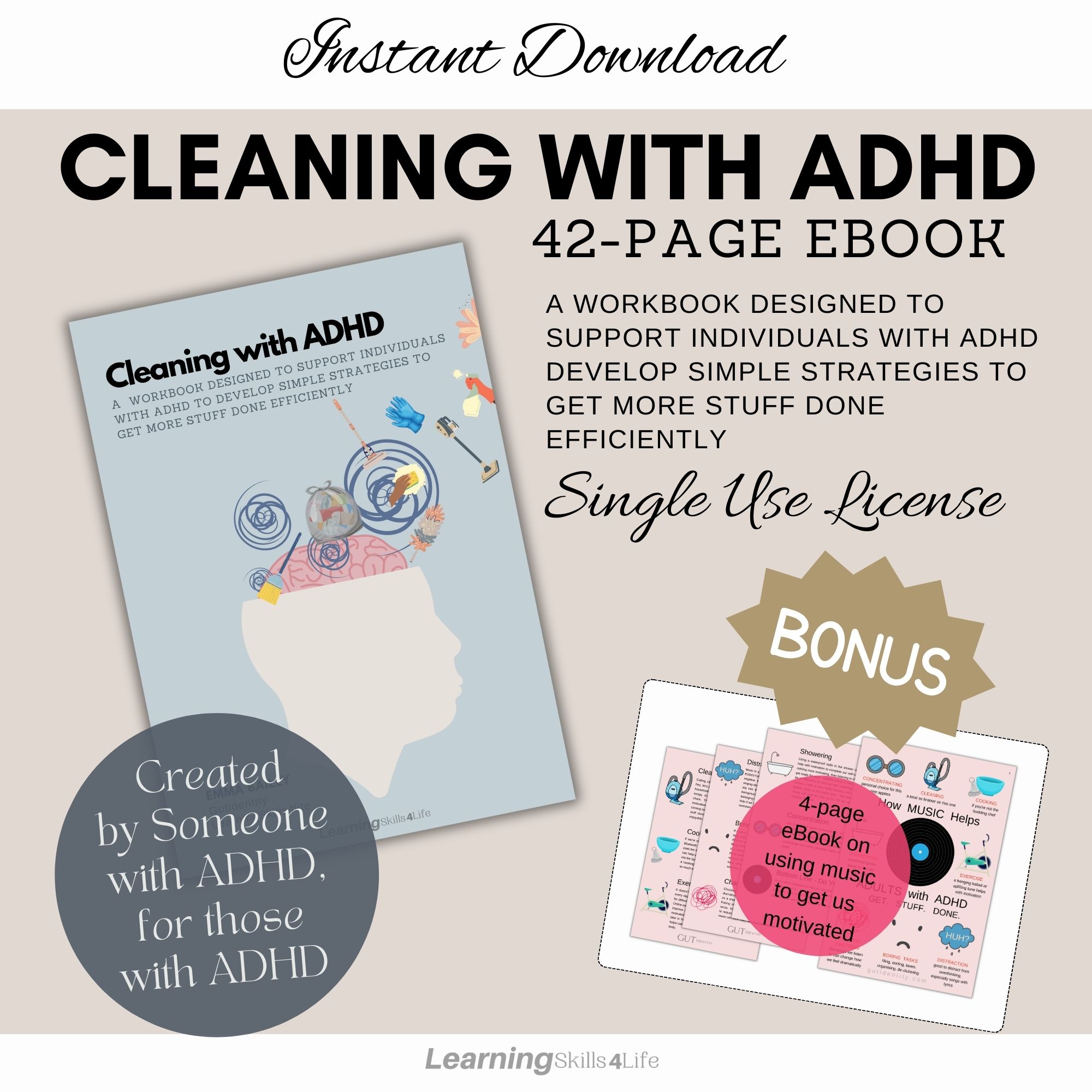 Cleaning with ADHD Workbook and Planners by Gutidentity and LearningSkills4Life