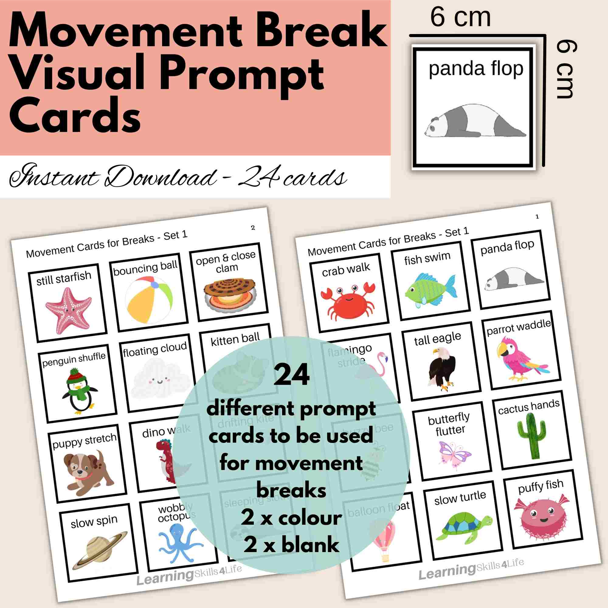 Movement break Visual Cue Cards for Children with ADHD by Gutidentity