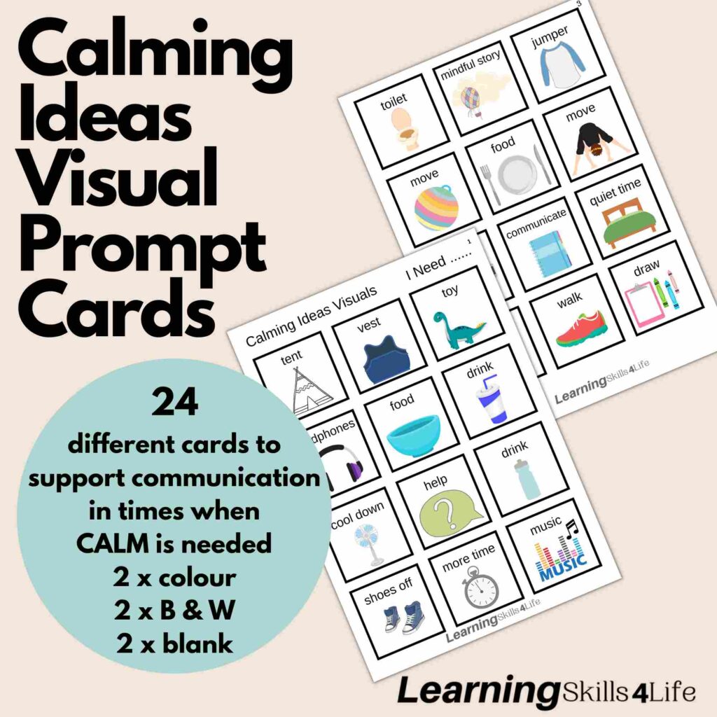 Calming Ideas Visual Prompt Cards for Children with ADHD and Anxiety by Gutidentity / Learning Skills 4 Life