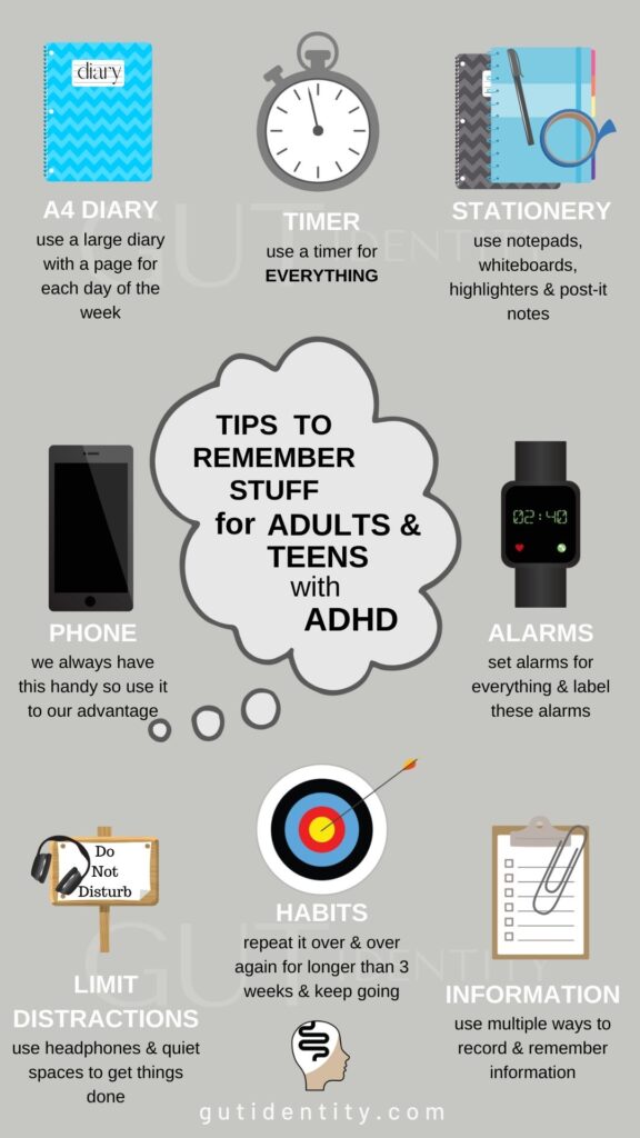 tips to remember stuff for ADULTS & Teens with ADHD by Gutidentity
