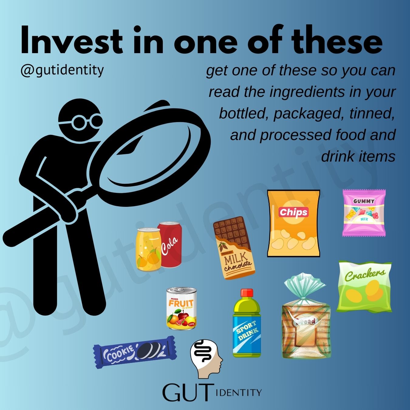 Invest in a Magnifying Glass to look for Ingredients that may harm our body by Gutidentity